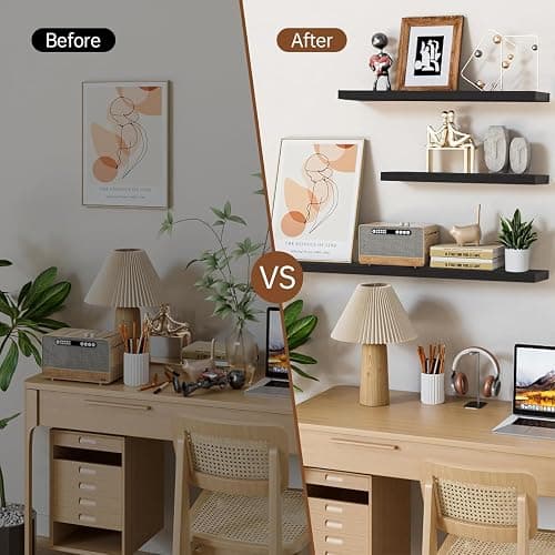 BAYKA Floating Shelves for Wall, 22.5 inches Black Wall Shelves for Bathroom, Bedroom, Living Room, Kitchen & Book, Hanging Display Decor Organizer Shelf with 22 lbs Capacity thumbnail 5