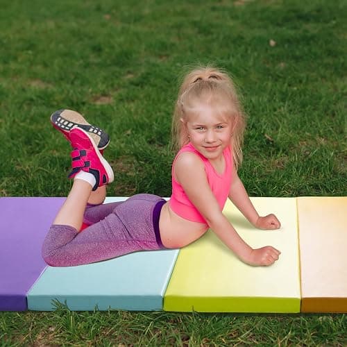 Kangaroo Hoppers Gymnastics Tumbling Mats for Kids, Foldable Gym Mat with Carrying Handles for Home Activity Play thumbnail 5
