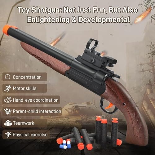 Bugrtey Double-barreled Toy Gun - Two Modes Realistic Soft Bullet Toy Guns Blaster with Sight - Educational Shooting Toy Shotgun - Ideas Gifts for Christmas Birthday Halloween Present thumbnail 5