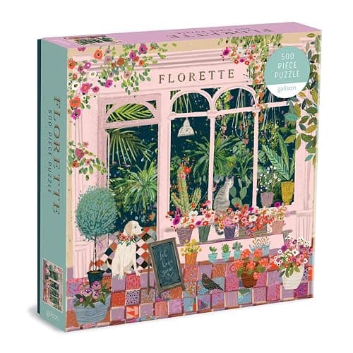 Galison Florette Puzzle, 500 Pieces, 20” x 20” – Floral Jigsaw Puzzle with a Beautiful Illustration by Victoria Ball – Thick Sturdy Pieces, Challenging Family Activity, Makes a Great Gift - Image 1