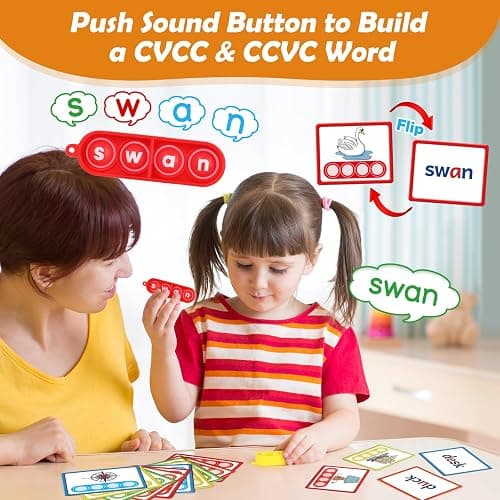 Aizweb CVC Word Game,Phonics Games Flash Cards for Preschool Kindergarten Classroom Supplies,Special Education Reading Manipulative Spelling Toy for Learning Activity Teacher School - CVC thumbnail 7