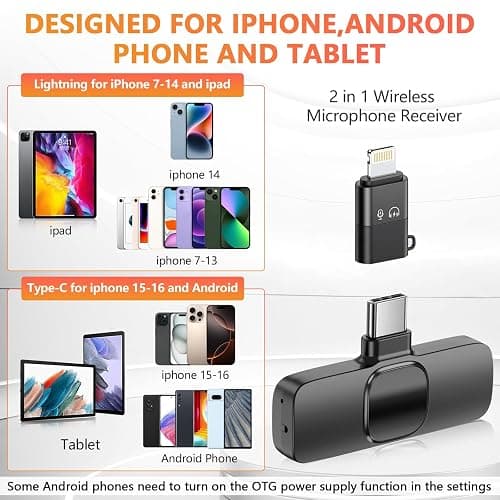 Wireless Microphone for iPhone, Android Phone, Laptop, CDMVAB 2 Pack Lavalier Microphone for Video Recording, Mini Mics with Noise Reduction for Podcast YouTube TikTok Vlog thumbnail 2