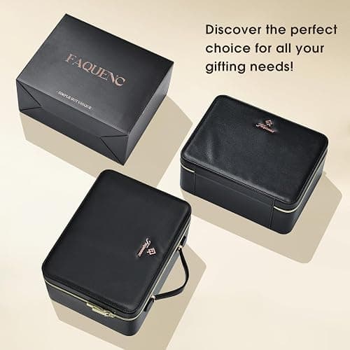 Faquenc 11.4 Inch Extra Large Makeup Bag with LED Lighted Mirror Leather Cosmetic Train Case Light up Mirror Portable Makeup Artist Storage Bag with Dividers Makeup Brush Holder Vanity Black thumbnail 7
