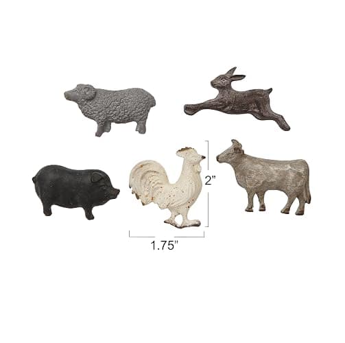 Creative Co-Op Pewter Card (Set of 5 Styles) Animal Magnets, Multicolored, 5 Count (DF1306) thumbnail 2