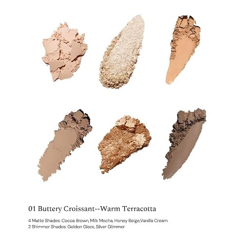 Flower Knows The Sweetie Bear Collection 6-Color Makeup Palette,Brown Eyeshadow with 4 Matte + 2 Shimmer Shades,Blendable Smooth Cute Eye Makeup,0.23 Oz(01 Buttery Croissant) thumbnail 2