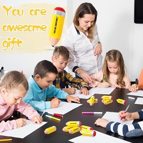 Jenaai 50 Pcs Motivational Pencil Stress Balls for Teacher You are Awesome Squeeze Balls Funny Mini Stress Relief Toy for Teacher Coworkers Employee Prizes Reward thumbnail 6