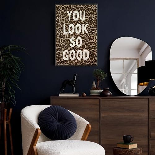 KIJDID Funky Leopard You Look So Good Canvas Wall Art Preppy Coquette Girly Y2k Aesthetic Positive Inspirational Art Poster Cheetah Print Wall Decor For Bedroom Living Room Bathroom 12x16in Unframed thumbnail 6