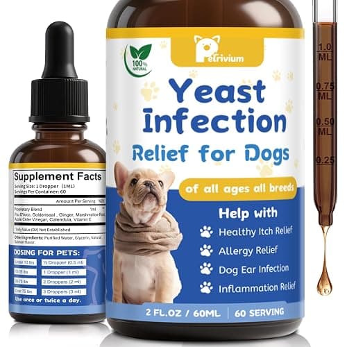 Yeast Infection Treatment for Dog, Natural Dog Yeast Infection Relief for Itchy Skin & Ear - Allergy & Paw Itching, Soothes Irritation & Reduces Inflammation Herbal Dog Supplement Drops - Image 1