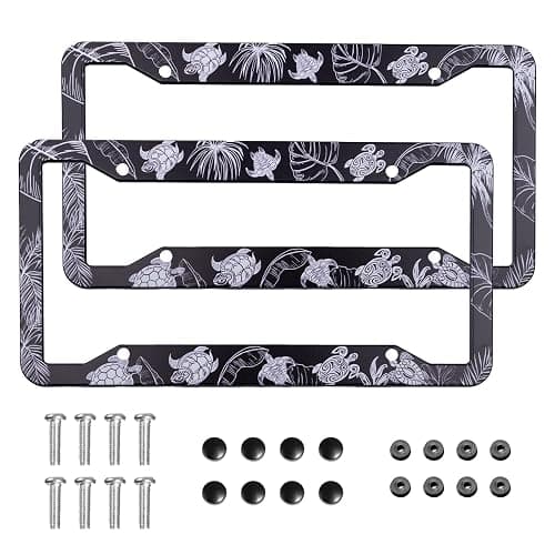 Sea Turtle License Plate Frame 2 Pack Universal US Car Plate Holder Cover Accessories Decor with Screw for Women Man 12.3 x 6.3 Inch - Image 1
