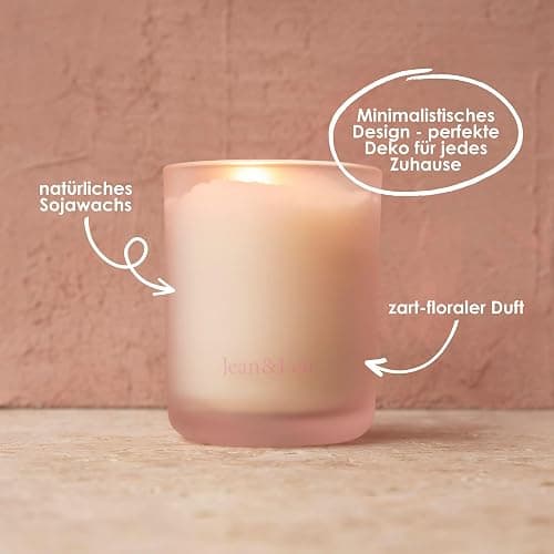 Jean & Len Aromatic Therapy Peony & Lychee, natürliche Sojawachskerze, zarter-floraler Duft, Brenndauer 4 hrs, Duftkerze im Glas, 120 gr thumbnail 3