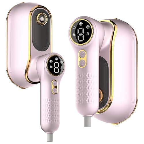 Portable Travel Steamer, 1200W Handheld Fabric Steamer for Clothes, 4Modes with LCD Display, Powerful Wrinkle Remover for Home & Travel, 150ml Water Tank, 10S Fast Heat-Up, 180°Swivel Handle, Pink - Image 1