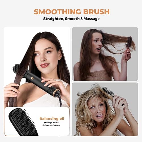 5 in 1 Hair Dryer Brush Set,Professional Negative Ionic Hot Air Styler, Air Curling Wrap Styler,Detachable Blow Dryer Brush With Auto Wrap Curlers,Hair Styling Tools For Straight/Curl/Drying/Smoothing thumbnail 6