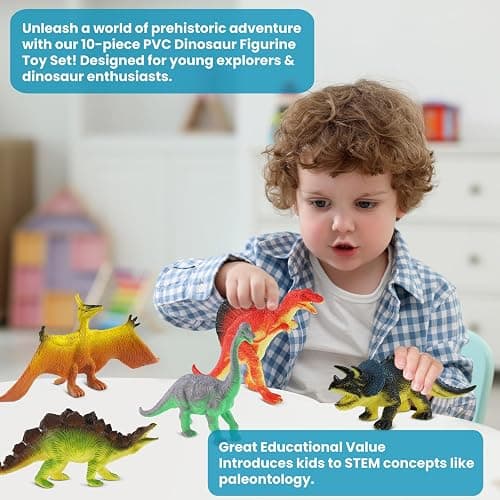 Zippytots Dinosaur Toys for Kids 3-5, 10 PCS Realistic Plastic Dinosaur Figure Toy Set Including T-Rex, Stegosaurus, Spinosaurus, Ideal Gift for Toddle thumbnail 4