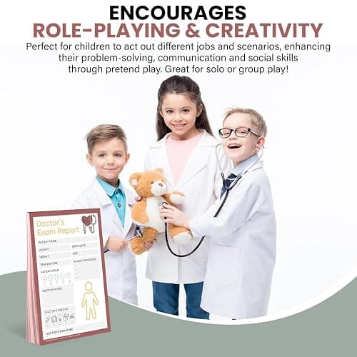 Pretend Play Notepads - 6-Pack Kids Play Pads - 50 Pages Each of Ice Cream Shop, Doctor, Zoo Keeper, Grocery List, Restaurant & Student Reports for Imaginative Role Play thumbnail 6