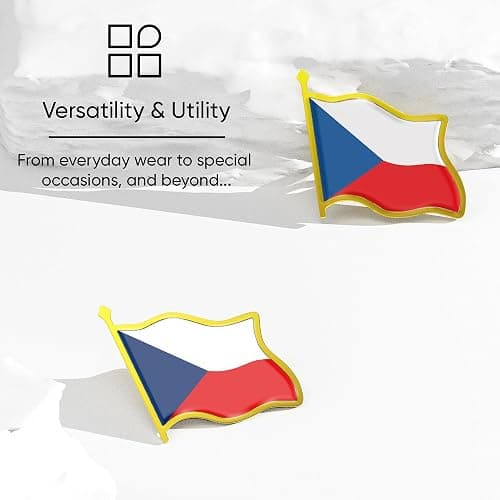 Czech Republic (Czechia) Flag Lapel Pin - Enamel Metal National Badge | World Travel Souvenir Gift for Men Women | Country Flag Patriotic Brooch Bulk Pack of Pins for Hat, Tie, Clothes, Backpack (1pc) thumbnail 5