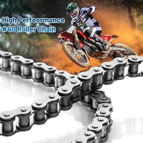Belleone #40 Roller Chain - 10 Feet #40 Chain with 5 Connecting Links for Go Karts, Mini Bikes, Scooters, Motorcycles, Bycicles, ATV, MTV, Dirt Bike and Other Industrial Machinery - 240 Links thumbnail 5