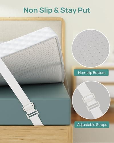 Releep 3 Inch Twin XL Gel Mattress Topper for College Dorm, Cooling Firm Bed Topper for Pressure Relief, Orthopedic Support Mattress Topper with Non-Slip Washable Cover, CertiPUR-US Dorm Bed thumbnail 4