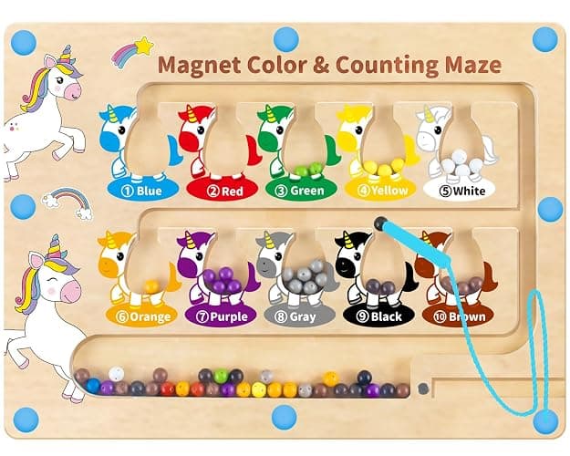 HONGID Magnetic Color and Number Maze,Uniorn Gifts for Girls,Montessori Toys for 2 3 4 5 Year Old,Learning Educational Sensory Toys for Toddlers and Kids Boys Girls,Christmas Birthday Gift for Kids - Image 1