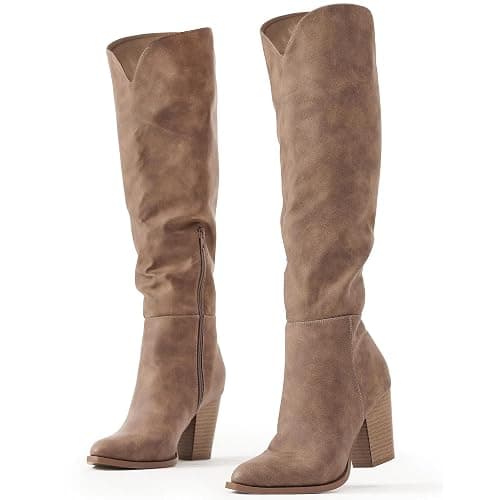 Putu Women's Knee High Boots High Heel Western Boots Pointed Toe Tall Boots - Image 1