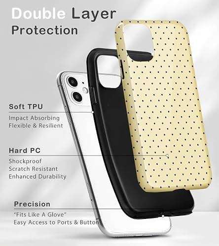 Amzfield for iPhone 12 Case for iPhone 12 Pro Case Cute Polka Dot Aesthetic Design for Women Girls Fall Chic Girly Pretty Dual Layer Hybrid Protection Elegant Case for iPhone 12/12 Pro-Butter Yellow thumbnail 3