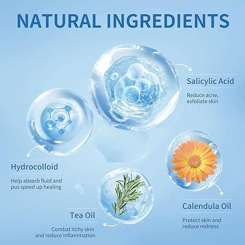 Daolyo Pimple Patches for Face, 4 Size 300 Counts Acne Patches, Hydrocolloid Patches for Covering Zits and Blemishes, Spot Stickers with Salicylic Acid, Tea Tree Oil & Calendula Oil - 300 Count (Pack of 1) thumbnail 2