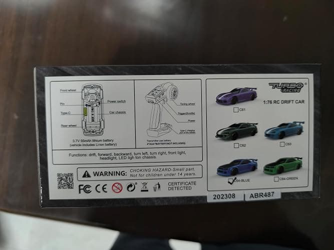 FLYCOLOR Turbo Racing 1:76 Scale Drift RC Car with Gyro Mini Full Proportional RTR 2.4GHZ Remote Control with 2 Replaceable Body Shell (C64-BLUE) thumbnail 11