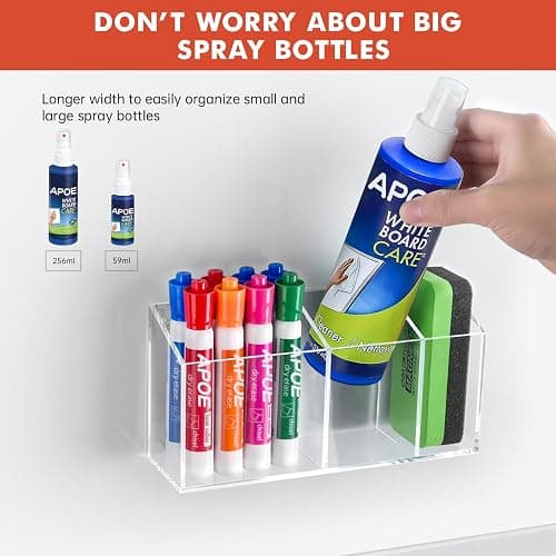 Banafich Magnetic Dry Erase Marker Holder, Acrylic Magnet Pen Holder for Whiteboard, Refrigerator, Magnetic Fridge Organizer for Office, Classroom, Whiteboard Maker Holder, Locker Organizer thumbnail 4