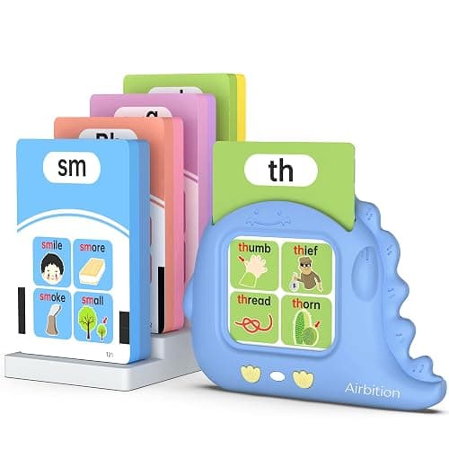 Phonics Talking Flash Cards for Toddlers 3-8, Airbition Learn to Read in 20 Stages, Digraphs CVC Blends Long Vowel Sounds Spelling Reading,Kindergarten First Second Grade Homeschool Educational Study - Image 1