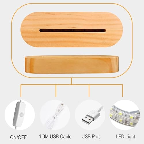 Wolves Gifts,3D Optical Illusion Wolf Lamp Animal LED Night Light for Kids Boys Men Bedroom Decoration,USB Power Warm White Color Table Lamps,Yellow thumbnail 7