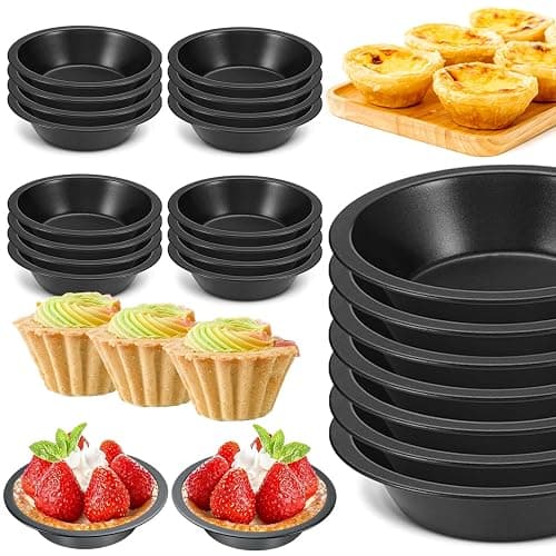 RHBLME 10 PACK Mini Pie Pans, 5 Inch Reusable Small Pie Pans Nonstick Small Pie Tins, Carbon Steel Pie Pans for Baking, Round Bread and Meat Pie Tins for Cake Bread Meat Dessert - Image 1