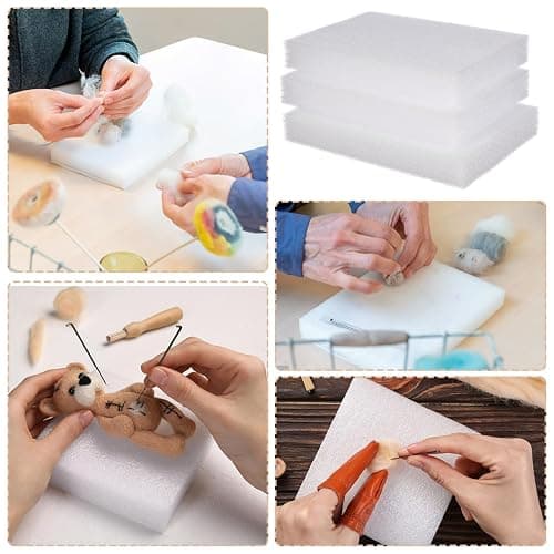 TEHAUX 6pcs Needle Felting Foam Pads - Dense Foam Felting Mat for DIY Crafts, 7.87 X 5.90 X 1.18 Inches, White Sponge Pad for Manual DIY Craft thumbnail 9