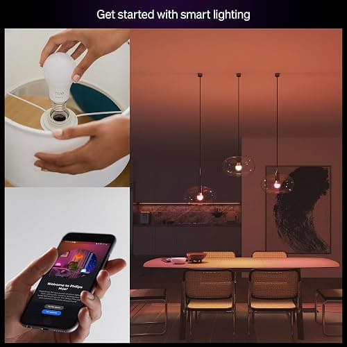 Philips Hue Essential Smart LED A19 Bulb, White and Color Ambiance, E26 Base, 8.8W, 2200K-6500K, 800 Lumens, Dimmable, Works with Alexa, Google, and Apple Home, 4-Pack thumbnail 3