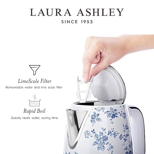 Laura Ashley Stainless Steel Electric Kettle 1.7 Liter - 1500W Rapid Boil Electric Kettles for Boiling Water - Electric Tea Kettles Automatic Shut Off - Overheat & Boil Dry Protection Jug Kettle thumbnail 6