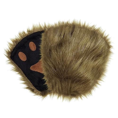 PURFUN Fuzzy Faux Fur Paw Gloves, Men Women Halloween Costume Bear Cat Claw Mittens Winter Warm Plush Half Finger Gloves thumbnail 3