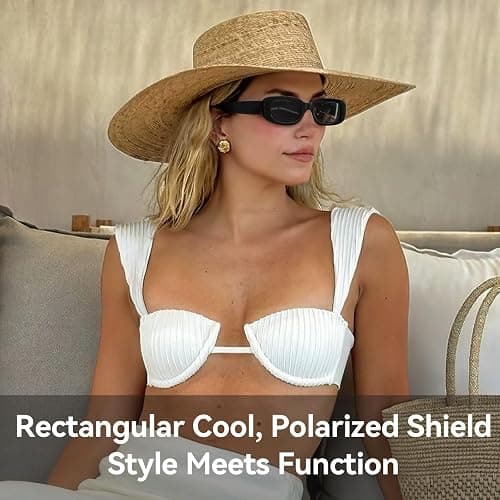 Dollger Rectangle Sunglasses for Women Men Trendy Retro Fashion Sunglasses UV 400 Protection Square Fram thumbnail 4