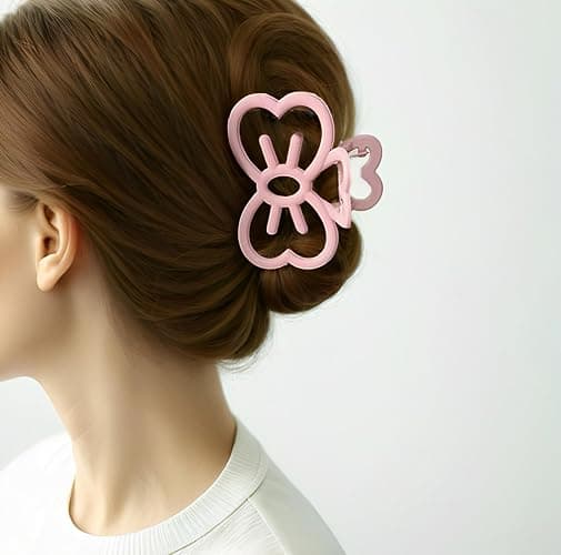 2 Pcs White and Pink Bow Claw Clips Kawaii Animal Barrettes Accessories for Women Girls Medium Cute Fun Cat Jaw Clip for Valentines Birthday Back to School Gifts thumbnail 4