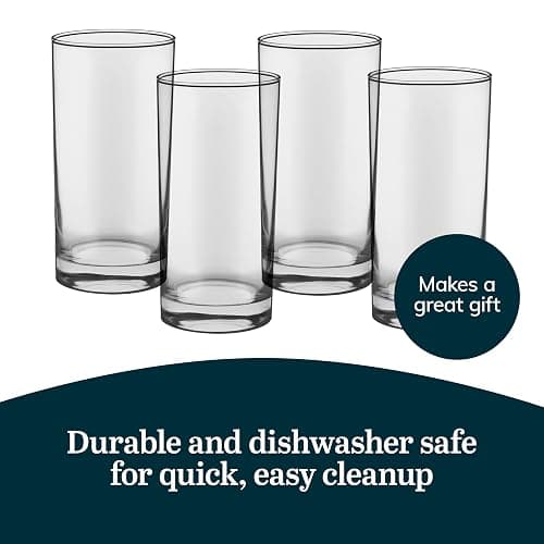 Libbey Heavy Base Drinking Glasses Set of 8, 15.5 Oz Elegant, Weighted Clear Water Glasses, Dishwasher Safe Glass Cups Set for Parties, Birthdays thumbnail 5