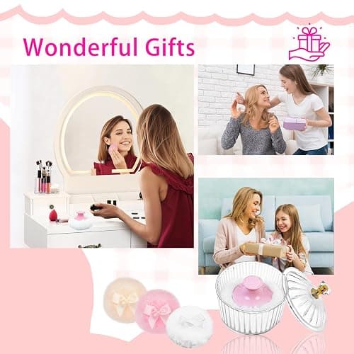 Oslynia Acrylic Powder Puff Container with 6 Reusable Puffs, 3.4 inch Dusting Powder Organizer for Women & Baby Talc-Free Body Powder, Large Capacity Cosmetic Powder Storage thumbnail 6