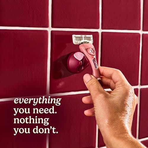 Dollar Shave Club For Women | 1 Maroon Wavy Grip Handle, 4 Razor Refills, 1 Cashmere Santal Shave Butter, 1 Sugar Scrub, 1 Body Balm, 1 Shower Hanger | Razors for Women, Womens Razors for Shaving thumbnail 9