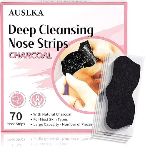 AUSLKA Blackhead Pore Strips,(70 Counts) Blackhead Remover-Deep Cleansing Charcoal Strips - Black Head Nose Strips -Black Head Remover - Image 1