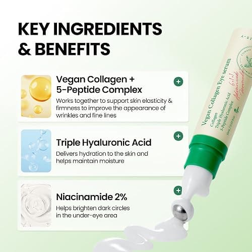 AXIS-Y Vegan Collagen Eye Serum with 2% Niacinamide, Peptides, 0.33 fl. oz. | Vegan Korean Eye Cream with Cooling Roller for Wrinkles, Fine Lines, Dark Circles, Puffiness & Deep Hydration thumbnail 3