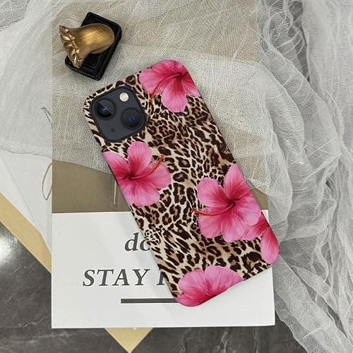 Case Compatible with iPhone 15 Plus,Scratch Resistant Hybrid 2-Layer Hard Shell Phone Case,Leopard Pink Hibiscus Tropical Floral - Leopard Pink Hibiscus Tropical Floral - iPhone 15 Plus thumbnail 6