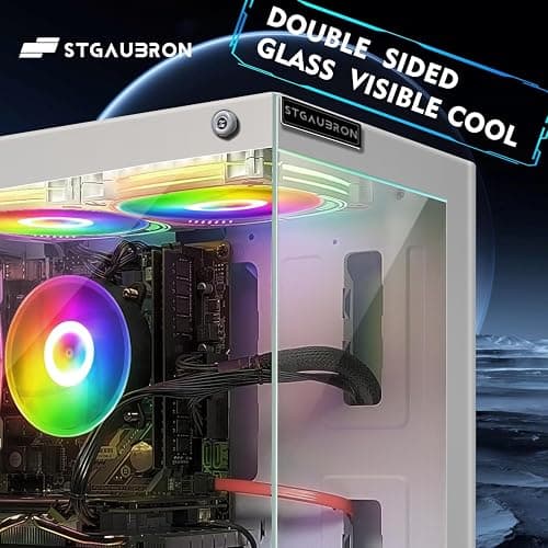 STGAubron Gaming PC Computer Desktop, Intel Core i7-6700 up to 4.0G, 32G DDR4, 2T SSD, Radeon RX 580 16G GDDR5, 600M WiFi, BT 5.0, RGB Fan x3, Windows 10 Home - 6700/RX 580 thumbnail 3