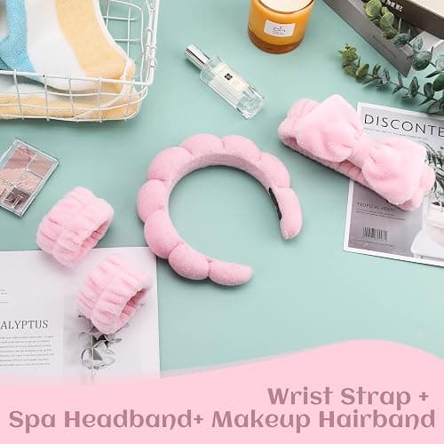 ATROCH Puffy Spa Headband & Skincare Headbands for Women Makeup, Terry Cloth Towel Head Band for Skin Care, Sponge Make Up Hair Band, Gifts for Teenage Girls and Women thumbnail 6