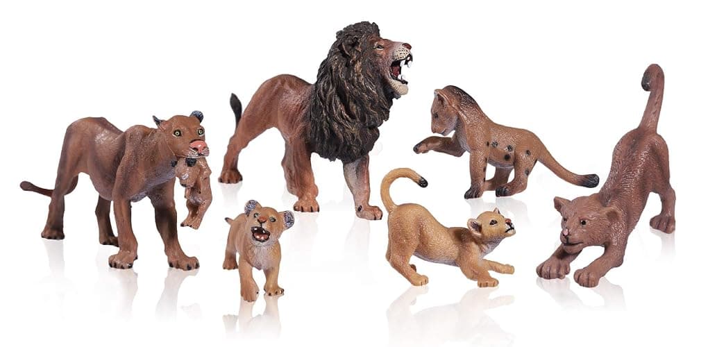 JOKFEICE Lion Toy Figures – 6pcs Realistic Plastic Lions – Wild Animal Action Models for Kids – Educational Forest & Farm Toys, Cupcake Toppers, Birthday Gift for Boys and Girls - Image 1