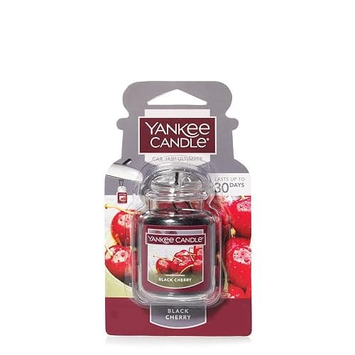 Yankee Candle Car Air Fresheners, Hanging Car Jar® Ultimate Black Cherry Scented, Neutralizes Odors Up To 30 Days - Image 1