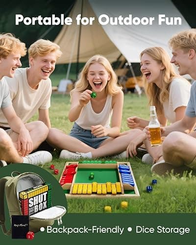 Maiji Planet Classic Original Shut The Box Game, Math Dice Board Game for Family Night Classroom Travel, Wooden Table for Group Kid Adult Senior, Camp Party Bar, Easy Quick and Fun, 2-4 Players thumbnail 6