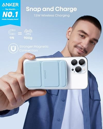 Anker 622 Magnetic Battery (MagGo), 5,000mAh Foldable Magnetic Wireless Portable Charger with Stand and USB-C Port (On The Side), Magsafe-Compatible for iPhone 16/15/14/13 Series thumbnail 2