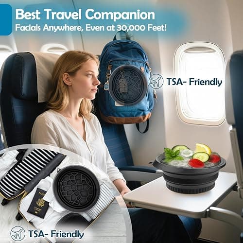XANGNIER Face Bowl for Ice with Built-In Ice Tray – Collapsible Silicone Facial Ice Bath Bowl for Cold Plunge Therapy, Skin Tightening & Acne Relief – Black Portable Spa Tool for Home & Travel thumbnail 6