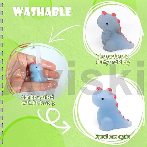 Aviski 30PCS Mochi Squishy Toys, Mini Kawaii Dinosaur Squishies Soft Fidget Toys Stress Squeeze Toys Party Bags Filler for Boys Girls Birthday Gifts - Dino Mochi 30psc thumbnail 4